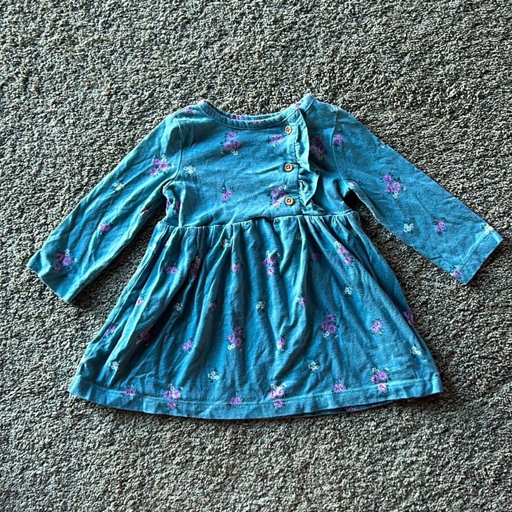 Blue dress with purple flowers